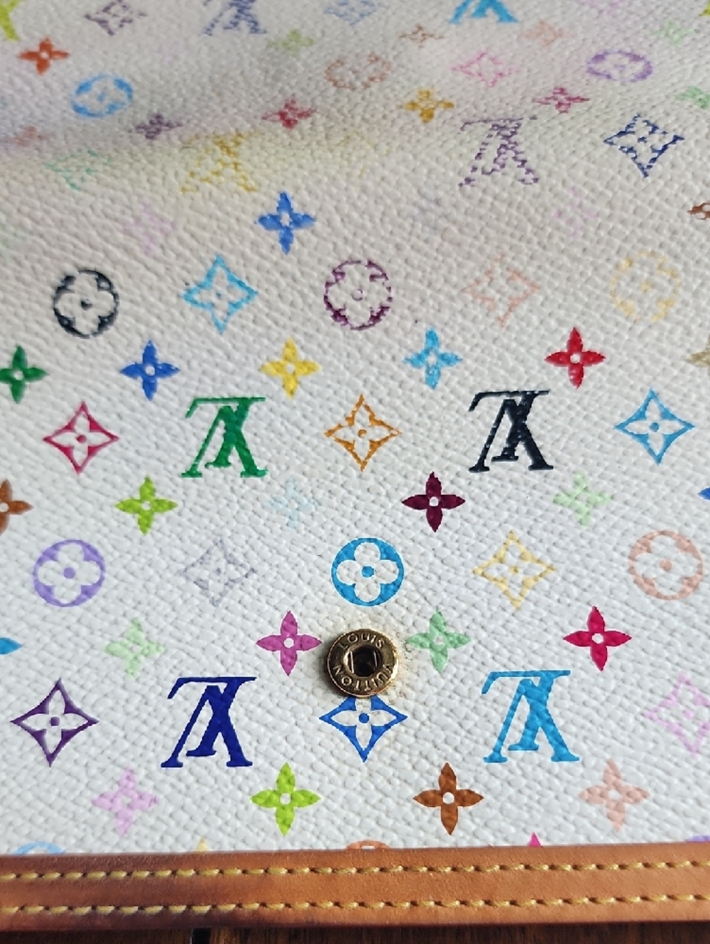 Louis Vuitton White Multicolor Monogram Wallet with Brown Trim - Picture 5 of 16